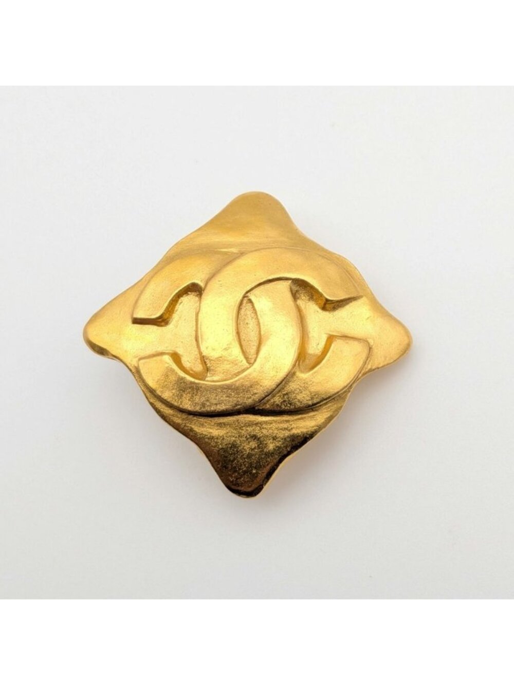 Chanel Single Earrings CC Logo Diamond Gold Vintage 95A
